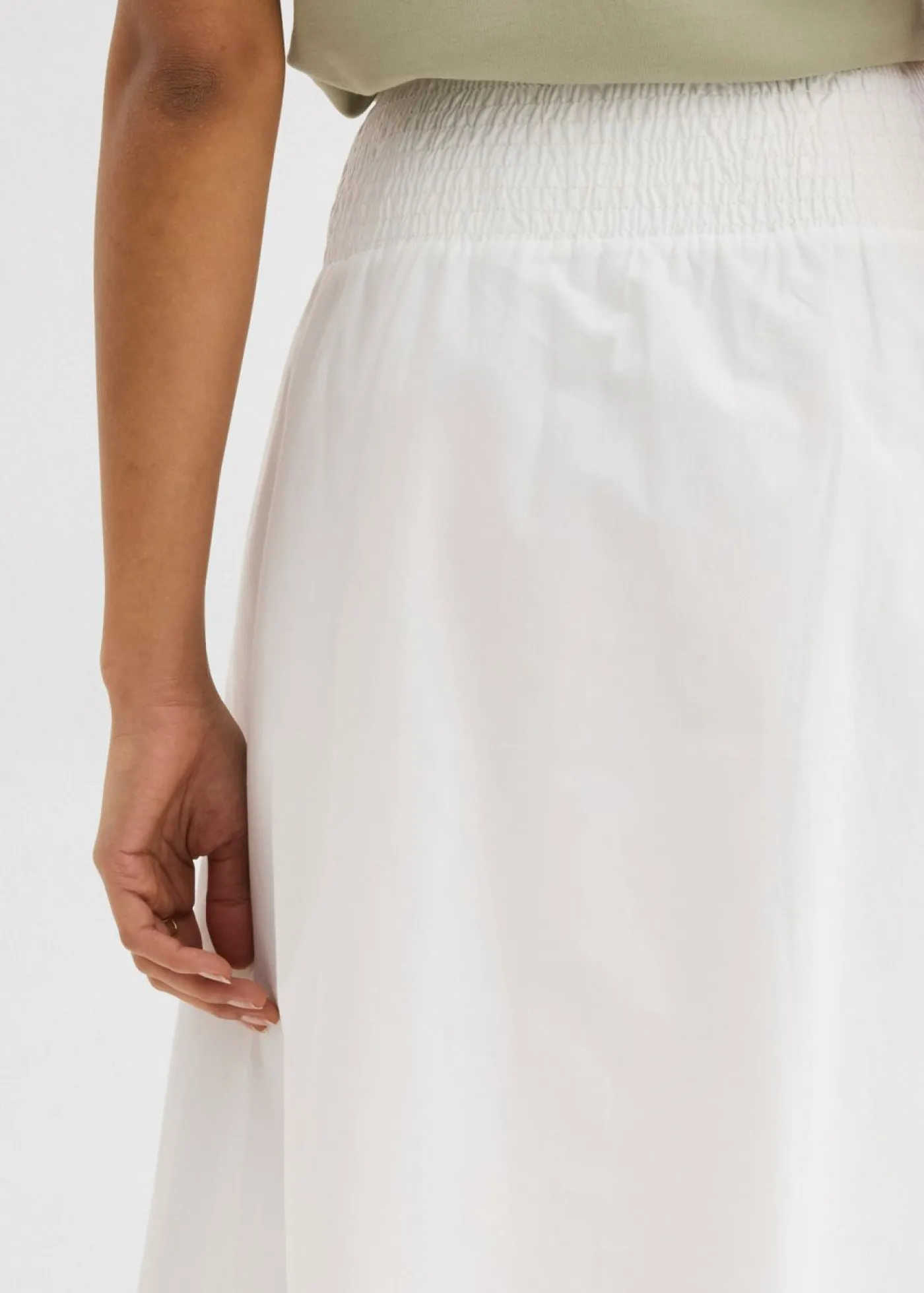 bonprix bonprix Falda midi de algodón puro Blanco Best