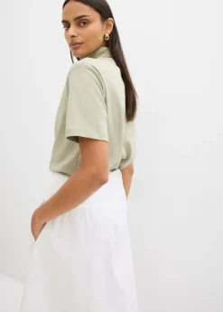 bonprix bonprix Falda midi de algodón puro Blanco Best
