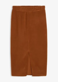 bonprix bonprix Falda midi de forro polar marrón ladrillo Hot