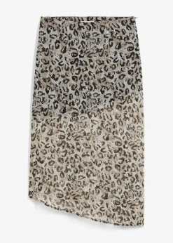 bonprix bonprix Falda midi de gasa fina estampado leo gris Discount