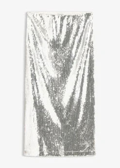 bonprix bonprix Falda midi de lentejuelas Plata Outlet
