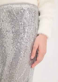 bonprix bonprix Falda midi de lentejuelas Plata Clearance