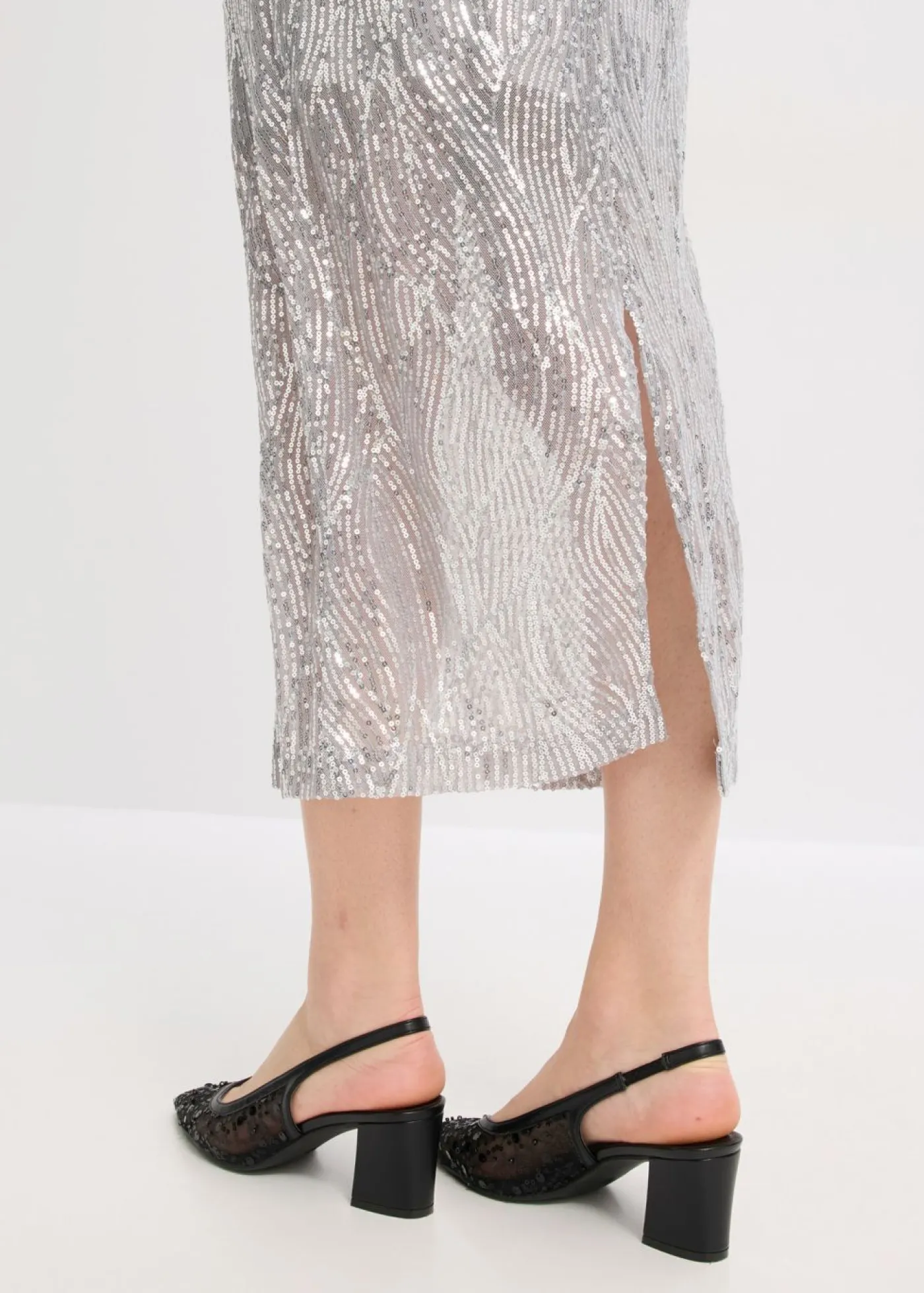 bonprix bonprix Falda midi de lentejuelas Plata Clearance