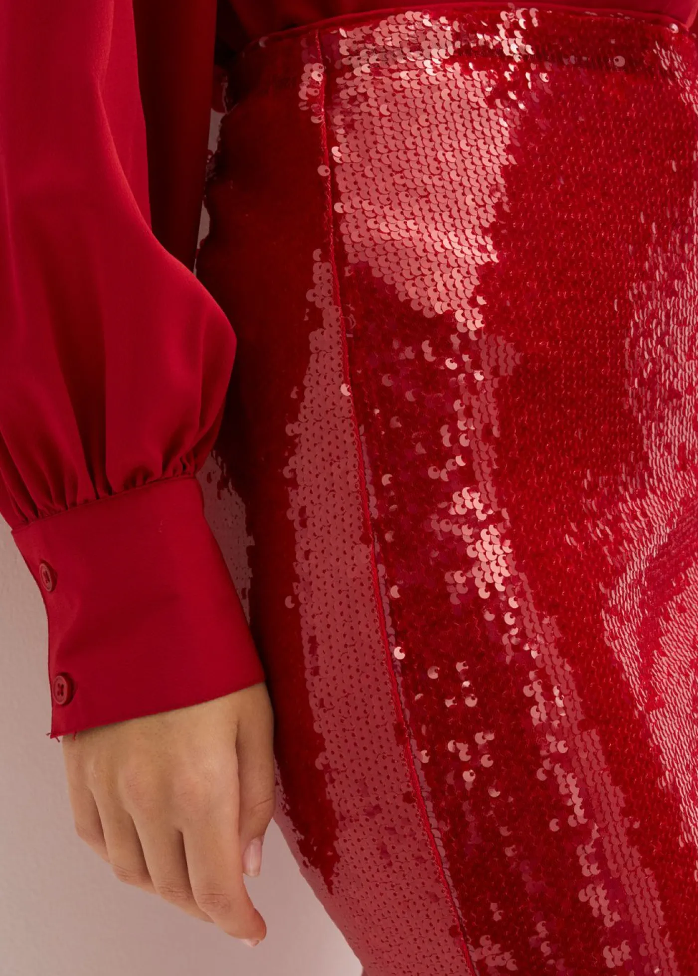 bonprix bonprix Falda midi de lentejuelas rojo cayena New