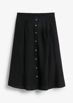 bonprix bonprix Falda midi de lino Negro Hot