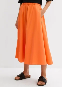 bonprix bonprix Falda midi de mezcla de lino mango Outlet