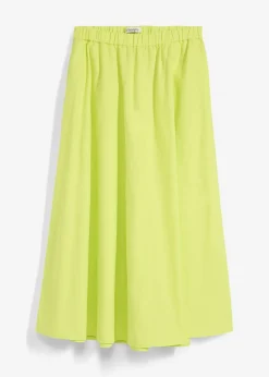 bonprix bonprix Falda midi de mezcla de lino Amarillo cítrico