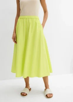 bonprix bonprix Falda midi de mezcla de lino Amarillo cítrico