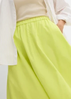 bonprix bonprix Falda midi de mezcla de lino Amarillo cítrico