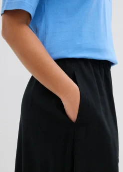 bonprix bonprix Falda midi de mezcla de lino ligero Negro Hot