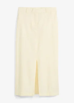 bonprix bonprix Falda midi de mezcla de lino vaporosa Blanco-crema Online