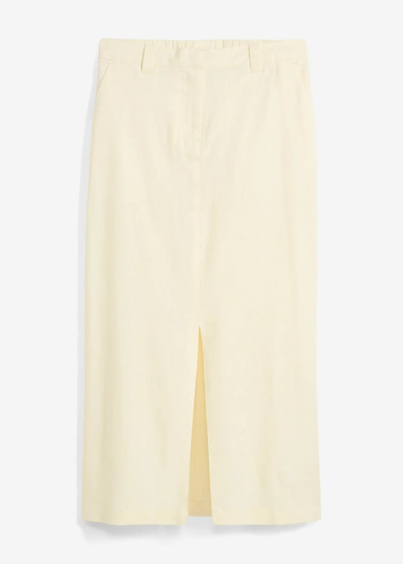 bonprix bonprix Falda midi de mezcla de lino vaporosa Blanco-crema Online