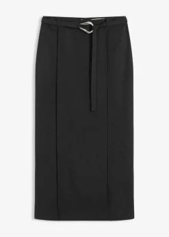 bonprix bonprix Falda midi de mezcla de viscosa Negro Best
