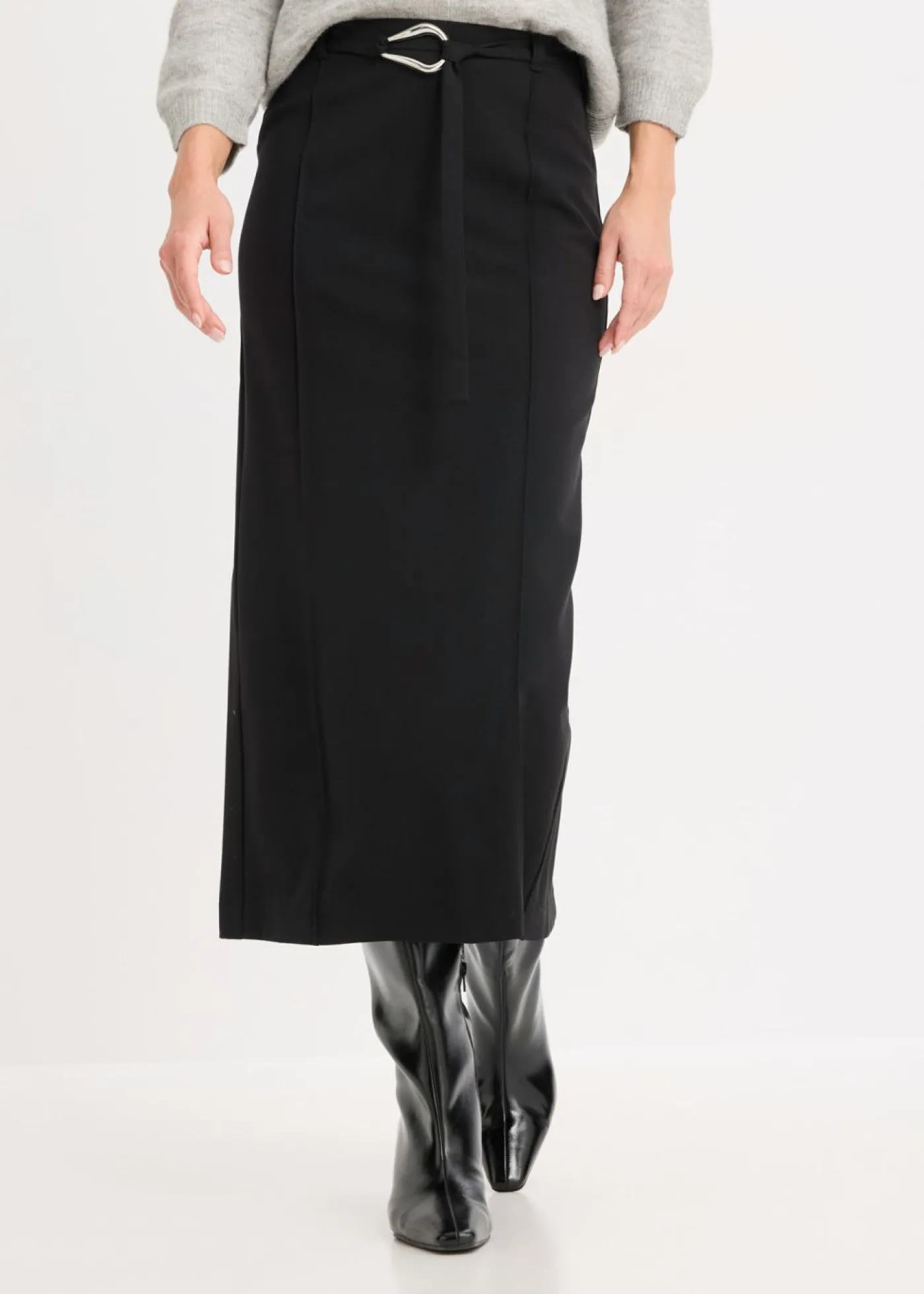 bonprix bonprix Falda midi de mezcla de viscosa Negro Best