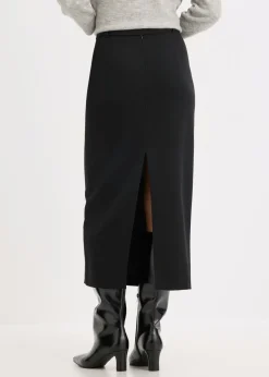 bonprix bonprix Falda midi de mezcla de viscosa Negro Best
