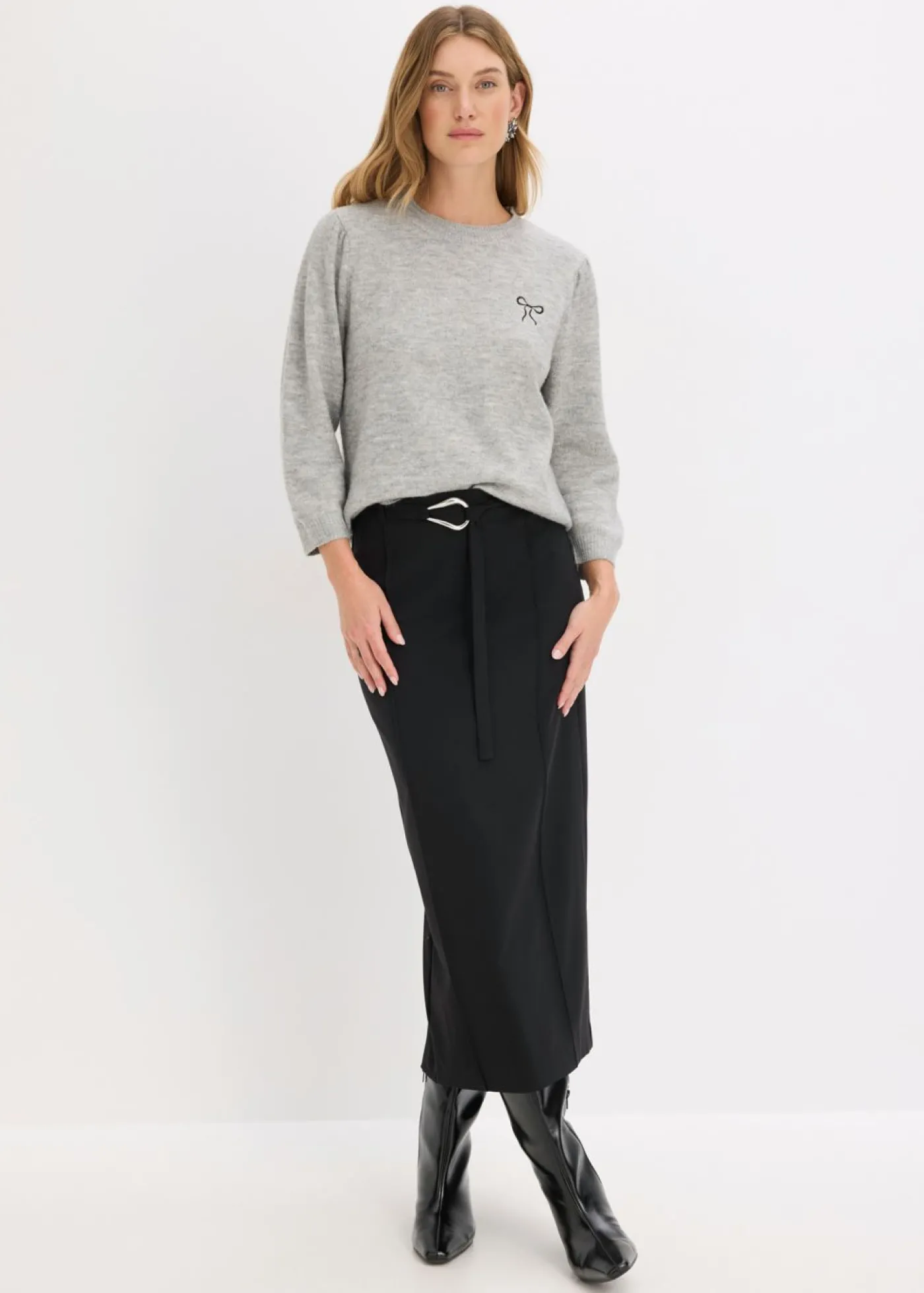bonprix bonprix Falda midi de mezcla de viscosa Negro Best