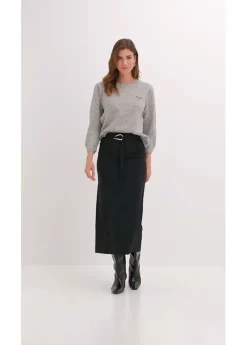 bonprix bonprix Falda midi de mezcla de viscosa Negro Best