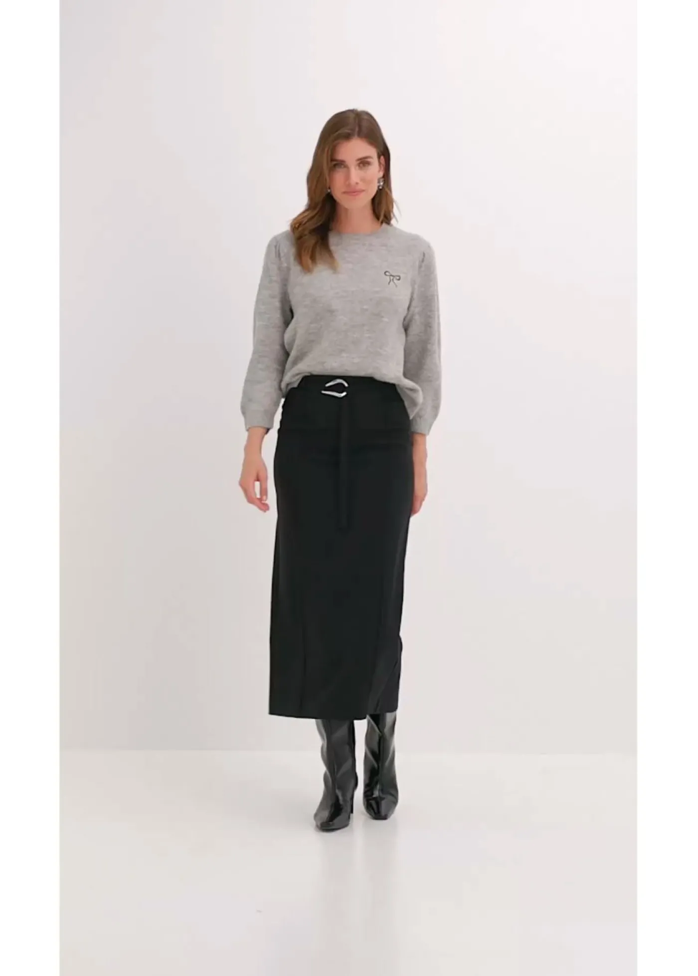 bonprix bonprix Falda midi de mezcla de viscosa Negro Best