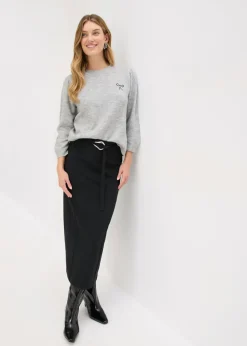 bonprix bonprix Falda midi de mezcla de viscosa Negro Best