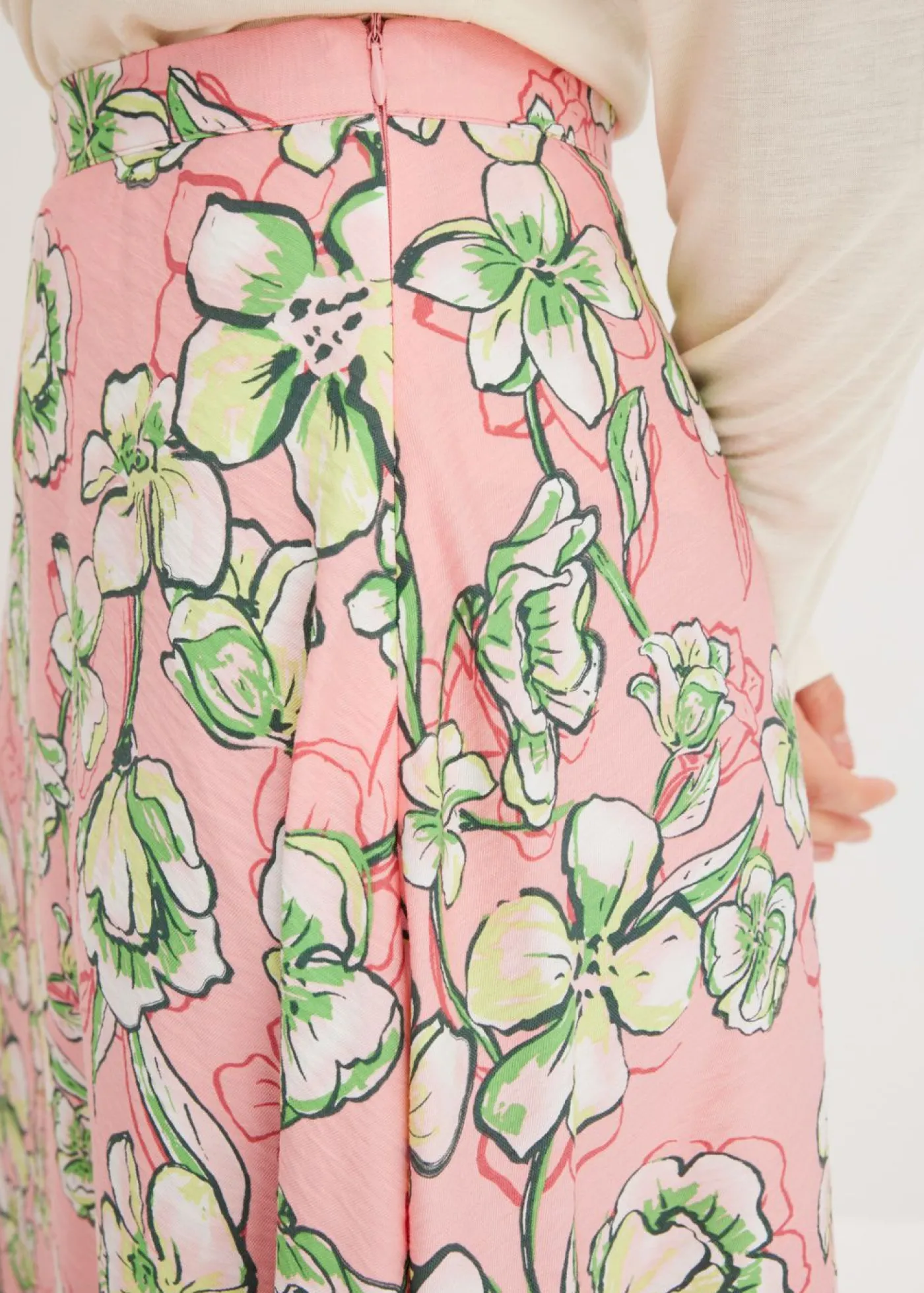 bonprix bonprix Falda midi de mezcla de viscosa fluida rosa pálido Outlet
