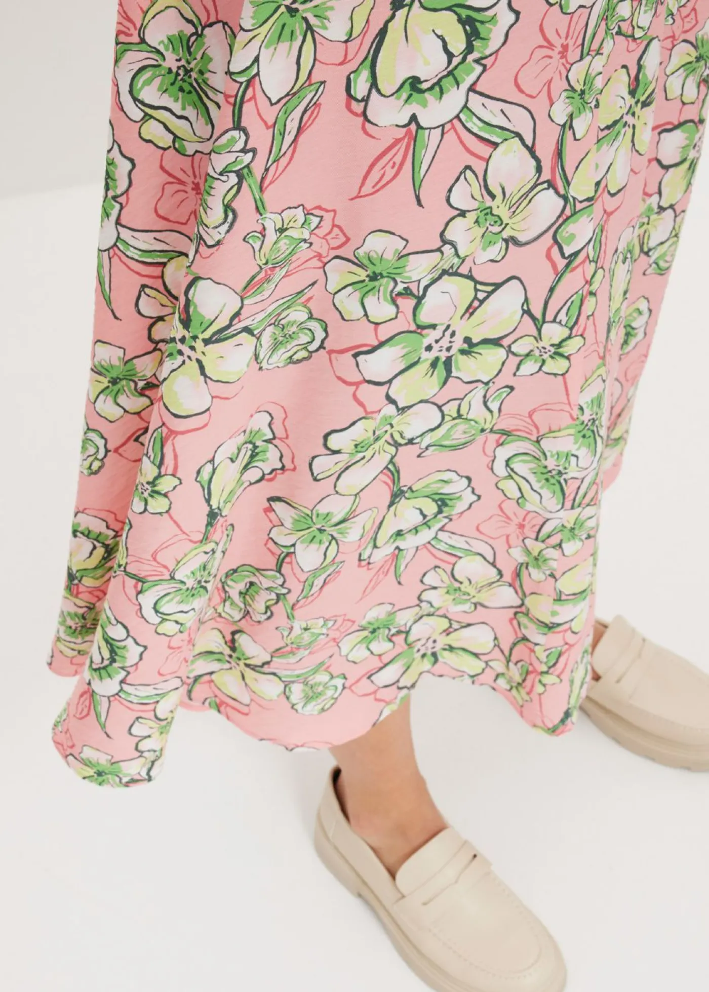 bonprix bonprix Falda midi de mezcla de viscosa fluida rosa pálido Outlet