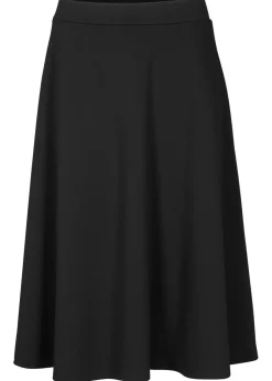 bonprix bonprix Falda midi de mezcla de viscosa, por la rodilla Negro Sale