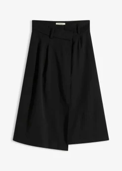 bonprix bonprix Falda midi de mezcla de viscosa Negro New
