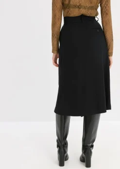 bonprix bonprix Falda midi de mezcla de viscosa Negro New
