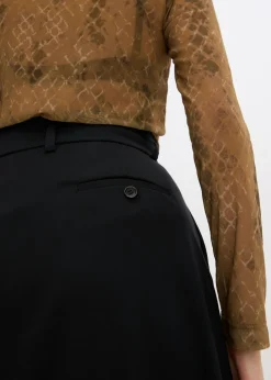bonprix bonprix Falda midi de mezcla de viscosa Negro New