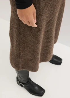 bonprix bonprix Falda midi de punto Marrón jaspeado New