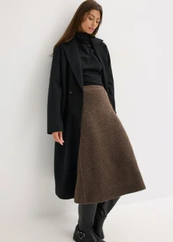 bonprix bonprix Falda midi de punto Marrón jaspeado New