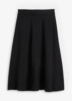 bonprix bonprix Falda midi de Punto di Roma Negro Discount