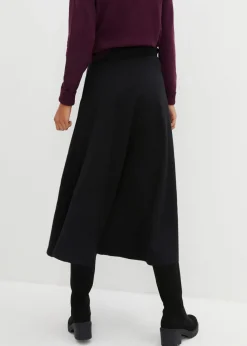 bonprix bonprix Falda midi de Punto di Roma Negro Discount