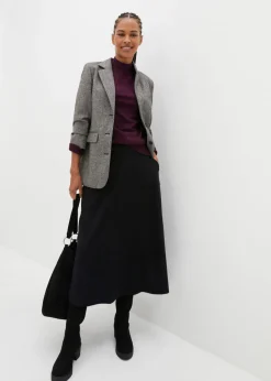 bonprix bonprix Falda midi de Punto di Roma Negro Discount
