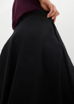 bonprix bonprix Falda midi de Punto di Roma Negro Discount