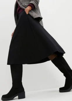 bonprix bonprix Falda midi de Punto di Roma Negro Discount