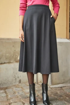 bonprix bonprix Falda midi de Punto di Roma Negro Discount