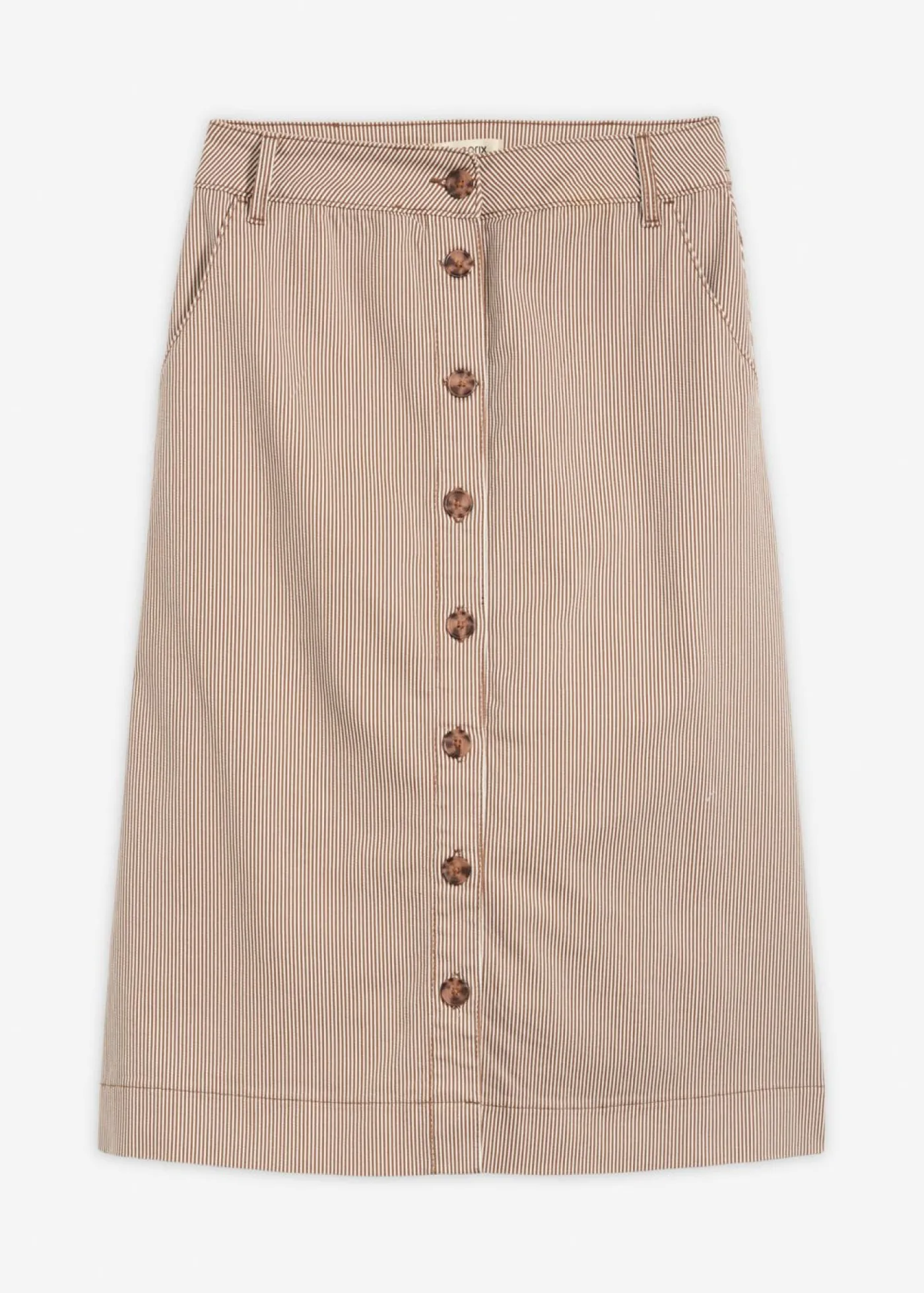 bonprix bonprix Falda midi de rayas marrón castaño-blanco lana con rayas Clearance