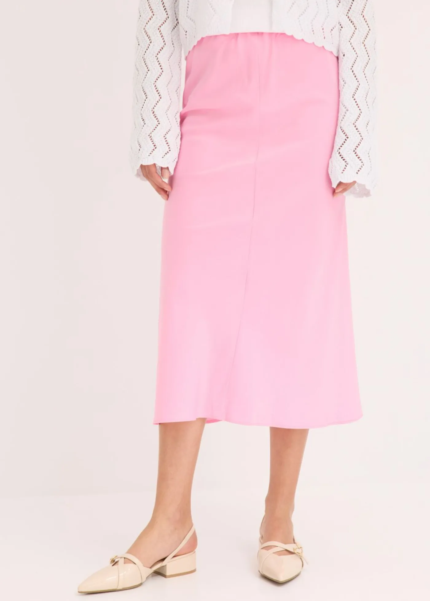 bonprix bonprix Falda midi de satén Rosa Outlet
