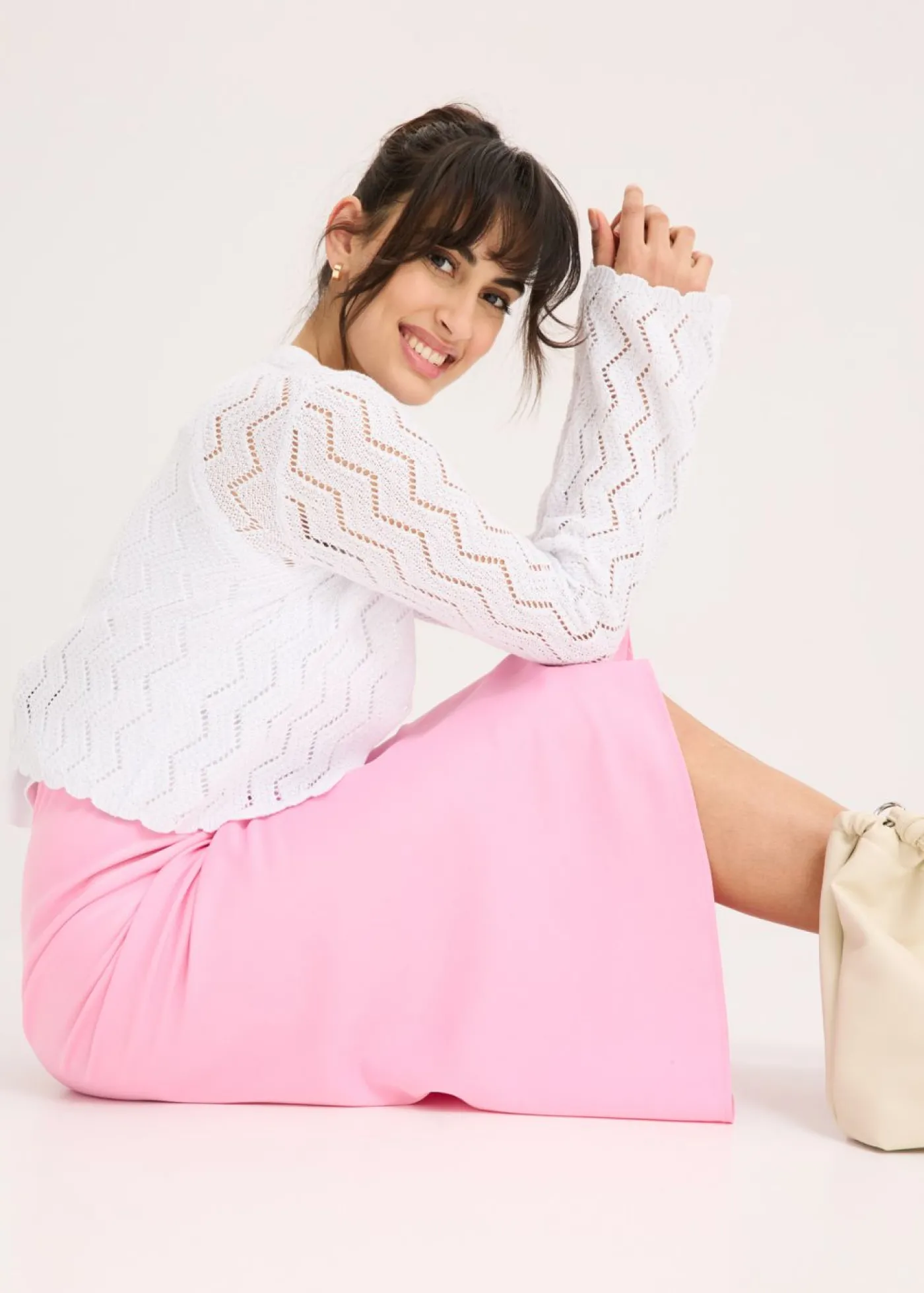 bonprix bonprix Falda midi de satén Rosa Outlet