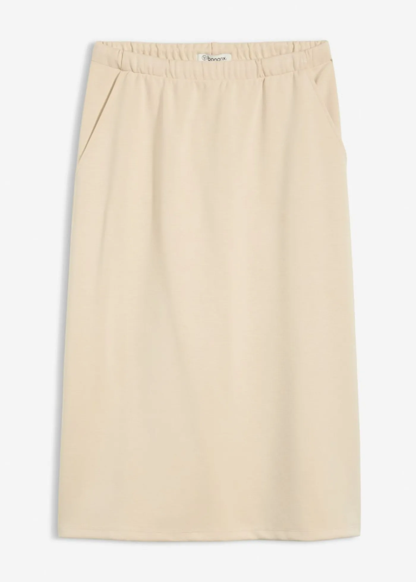 bonprix bonprix Falda midi de suave neopreno Arena claro Sale