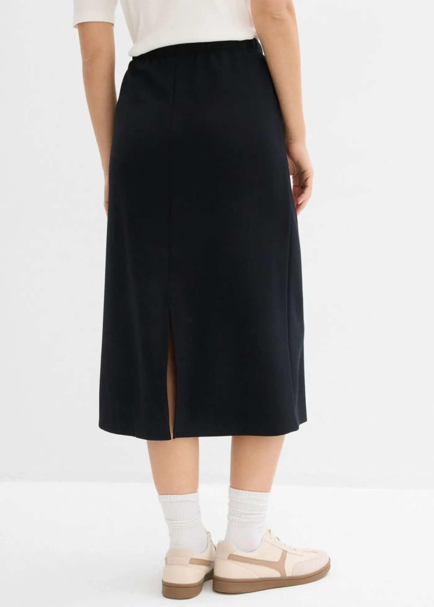 bonprix bonprix Falda midi de suave neopreno Negro Best