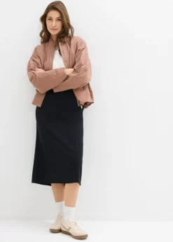 bonprix bonprix Falda midi de suave neopreno Negro Best