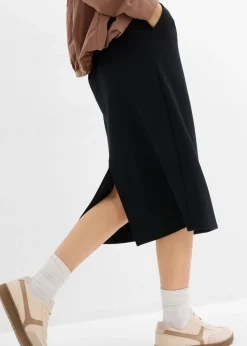 bonprix bonprix Falda midi de suave neopreno Negro Best