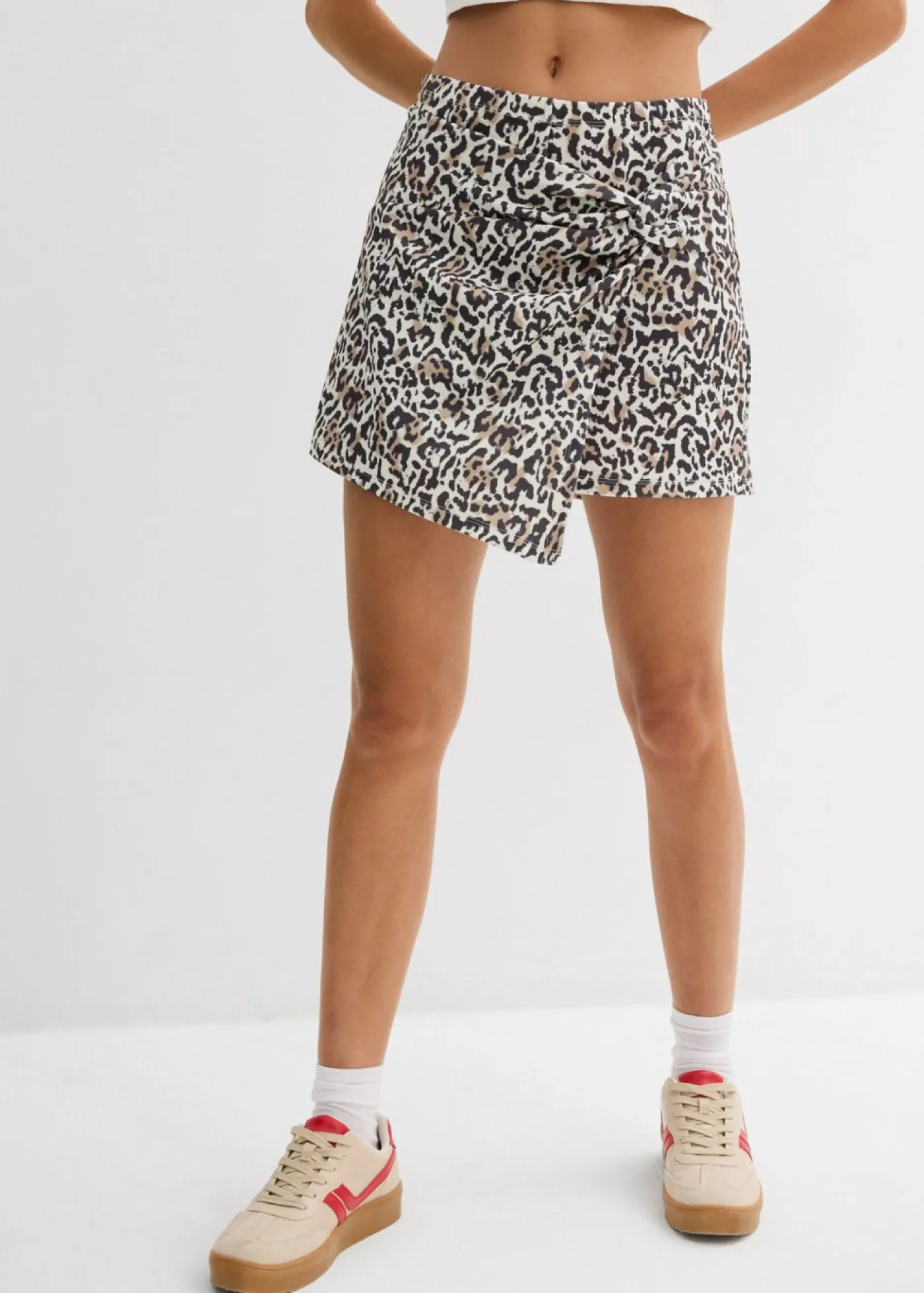 bonprix bonprix Falda pantalón de interlock resistente estampado leo blanco Online