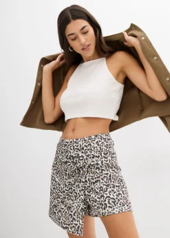 bonprix bonprix Falda pantalón de interlock resistente estampado leo blanco Online