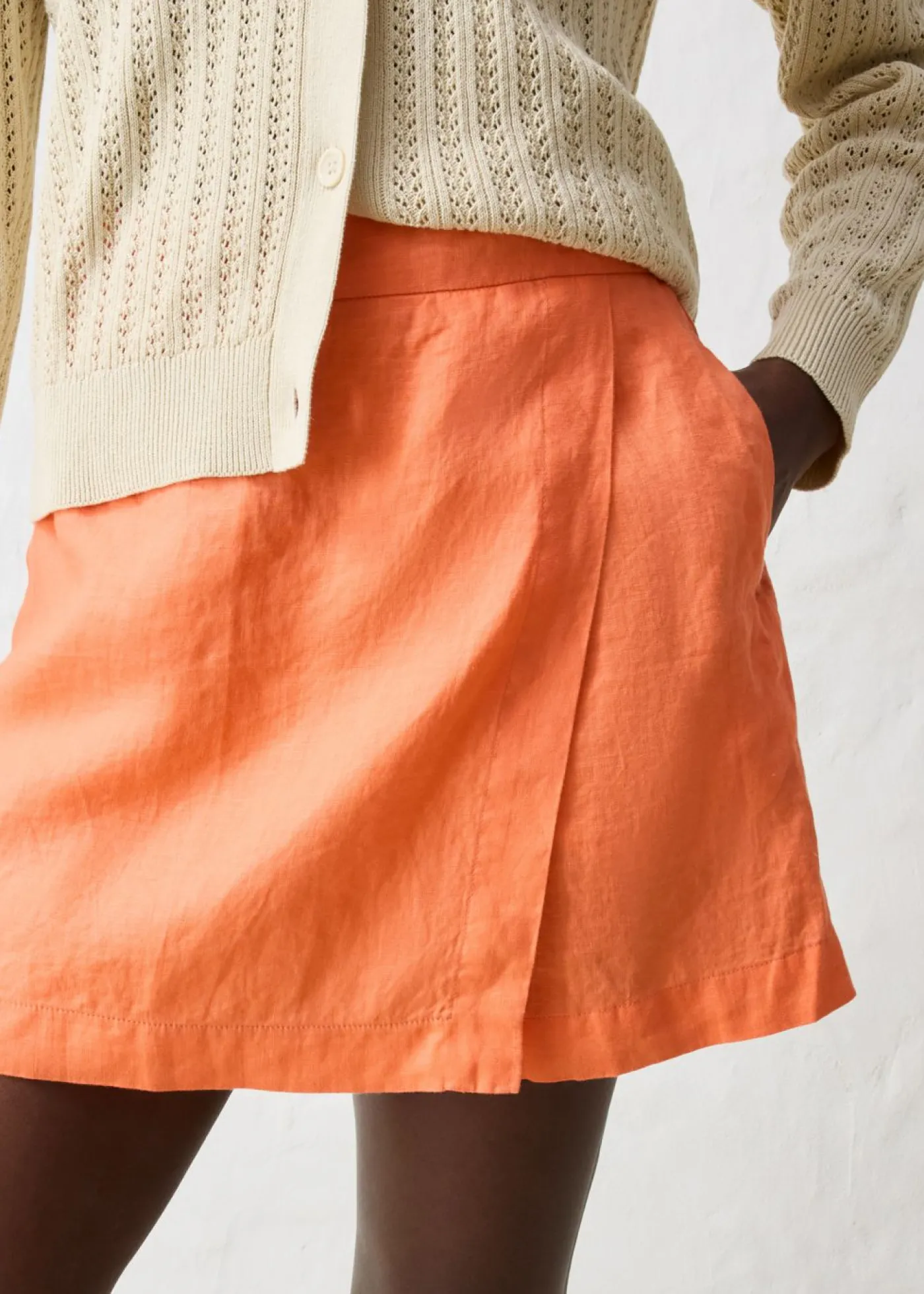 bonprix bonprix Falda pantalón de lino puro mango Online