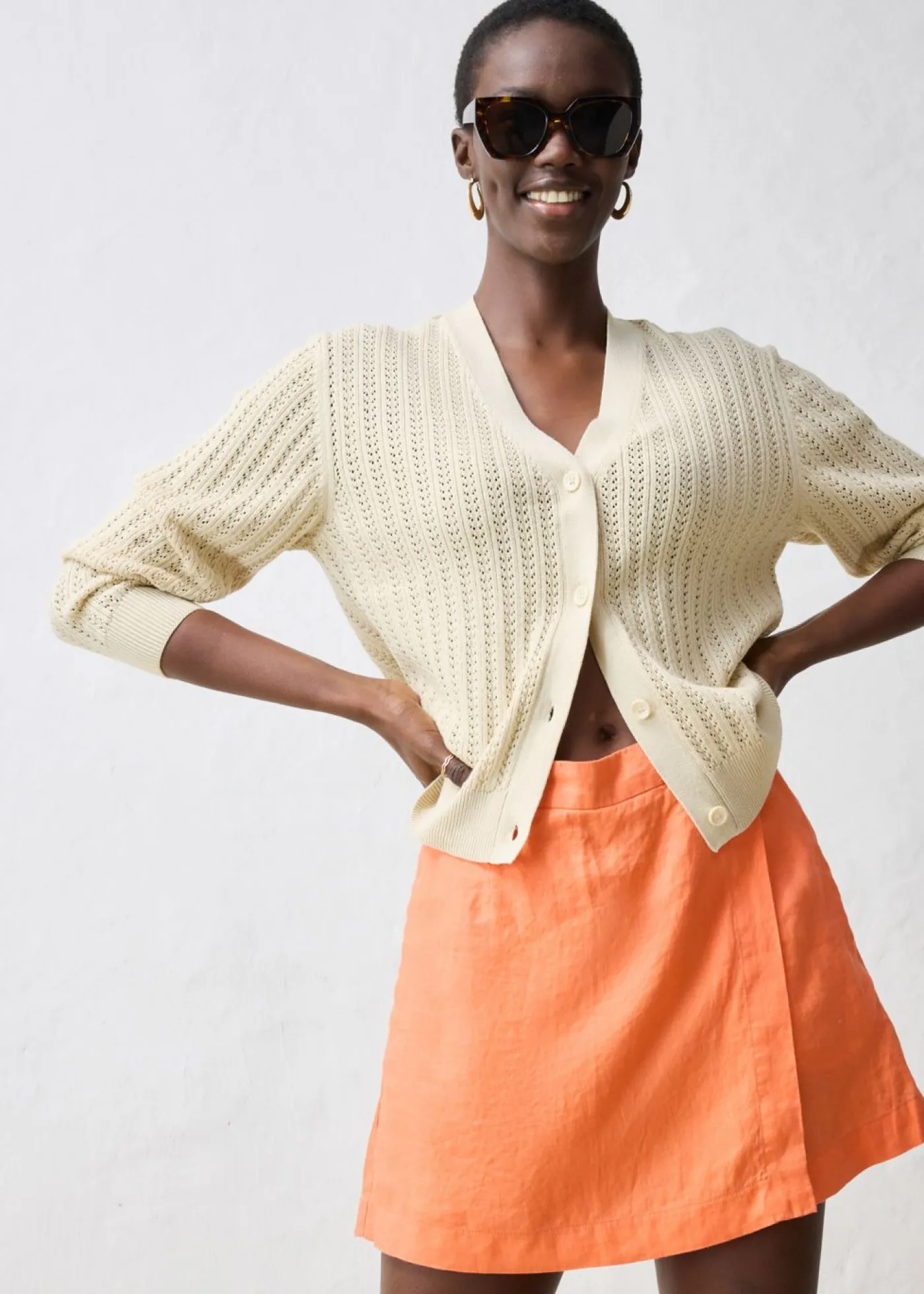 bonprix bonprix Falda pantalón de lino puro mango Online