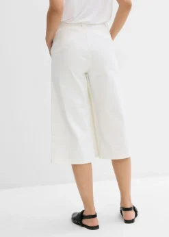 bonprix bonprix Falda pantalón de mezcla de algodón elástico Blanco lana Best