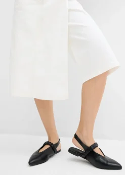 bonprix bonprix Falda pantalón de mezcla de algodón elástico Blanco lana Best